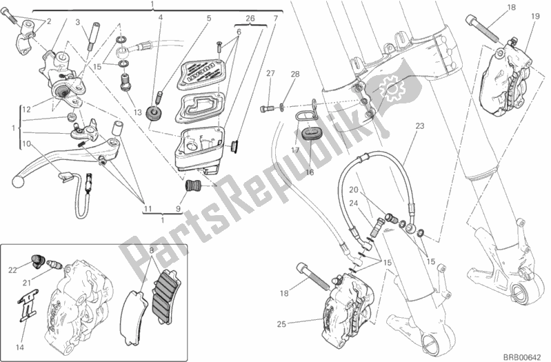 All parts for the Front Brake System of the Ducati Diavel Xdiavel S USA 1260 2019